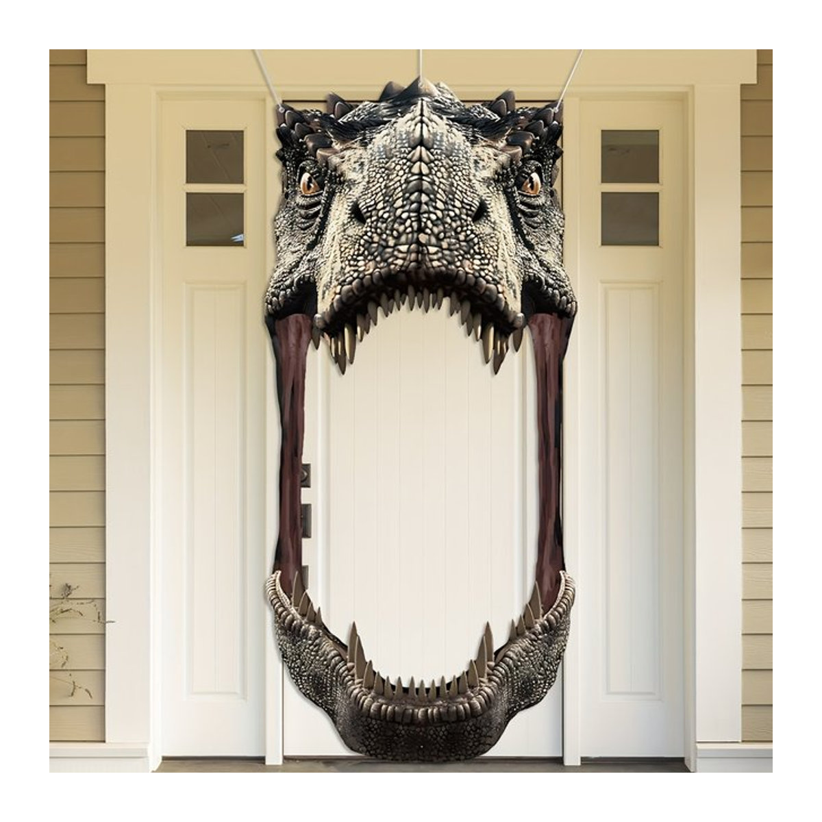 Dinosaurier Geburtstag Party Veranda Banner zur Tür Dekoration in Grau und Schwarz mit Schnur zum Aufhängen - Bild 1