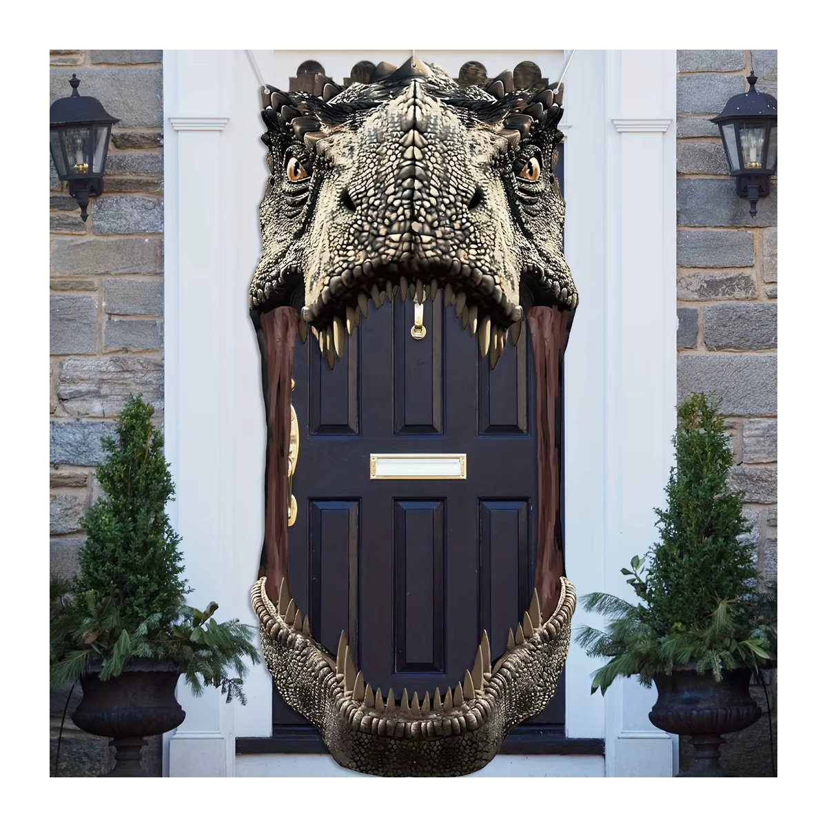 Dinosaurier Geburtstag Party Veranda Banner zur Tür Dekoration in Grau und Schwarz mit Schnur zum Aufhängen - Bild 4