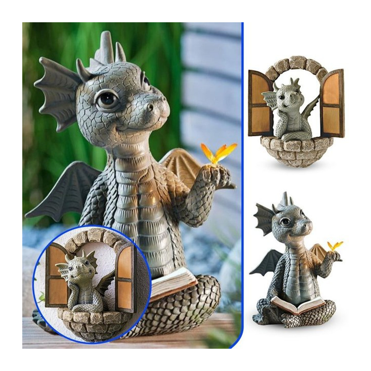 Dinosaurier Modell aus Kunstharz in Grau als dekorative Tierfigur für Garten und Haushalt - Bild 1