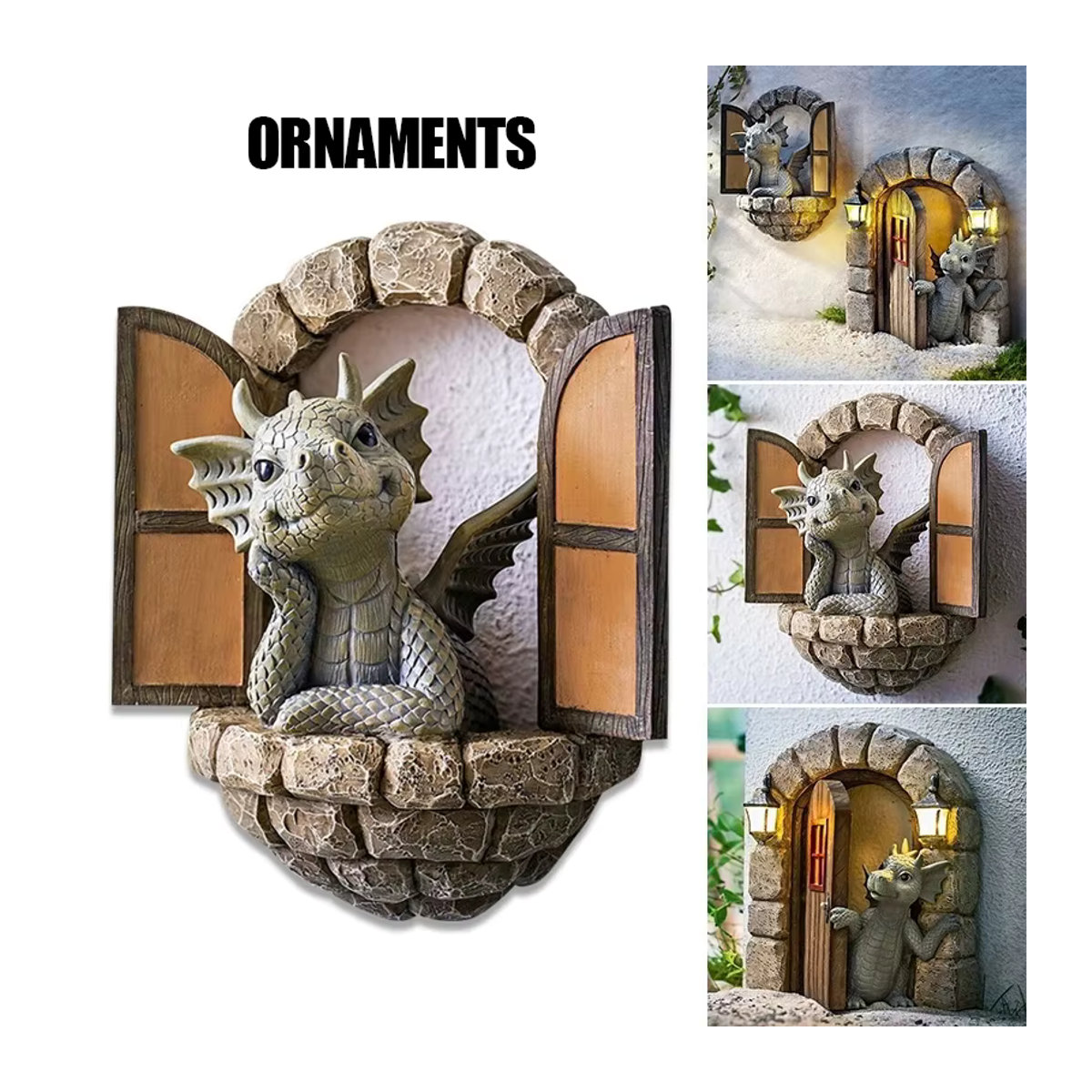 Dinosaurier Modell aus Kunstharz in Grau als dekorative Tierfigur für Garten und Haushalt - Bild 2