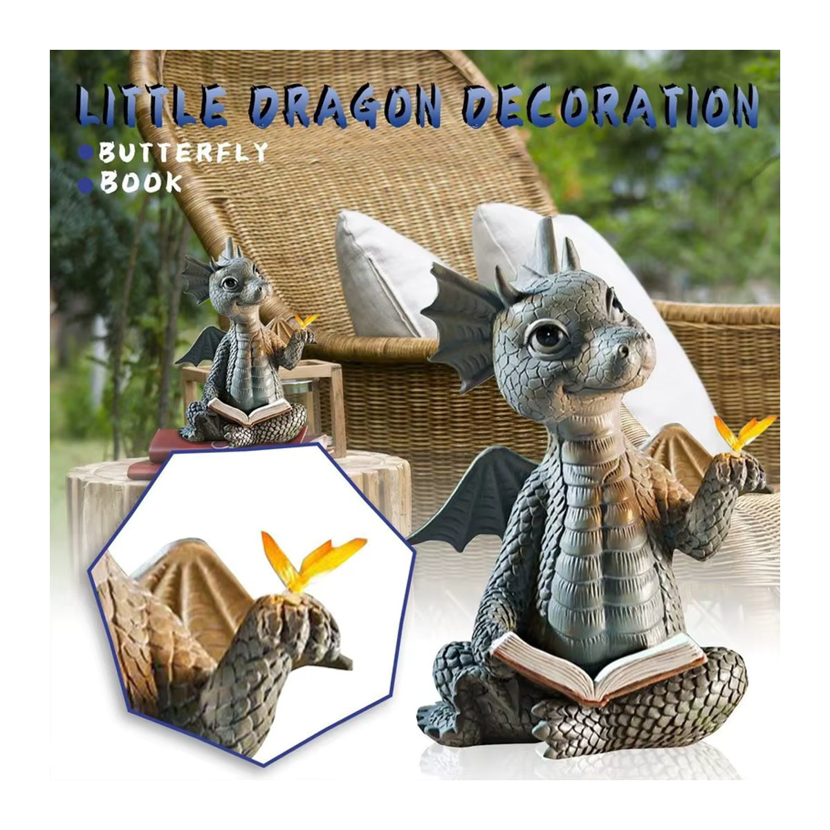 Dinosaurier Modell aus Kunstharz in Grau als dekorative Tierfigur für Garten und Haushalt - Bild 3
