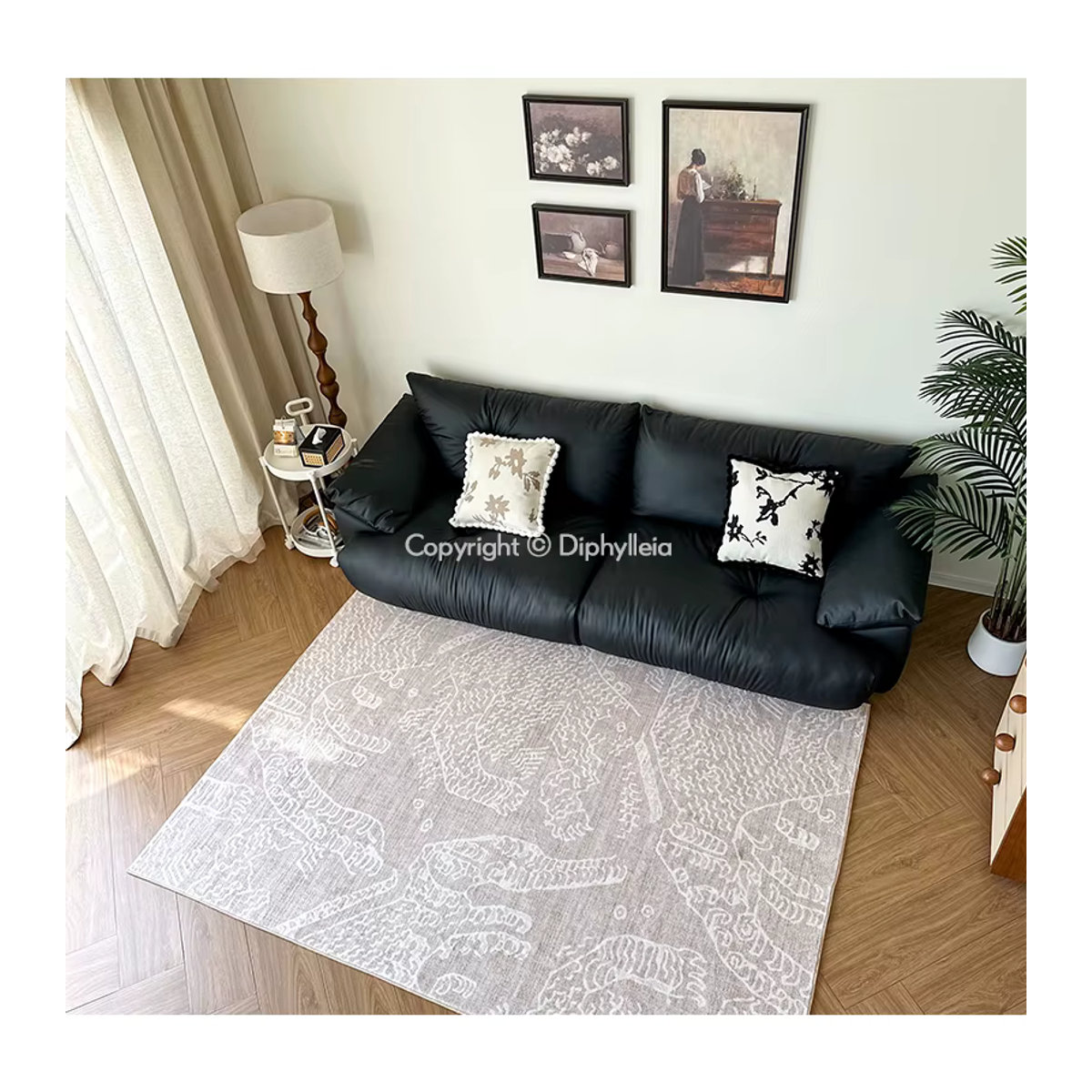 Diphylleia Italien moderner abstrakter Teppich mit Berg- und Tiger-Motiv in Beige - Bild 3