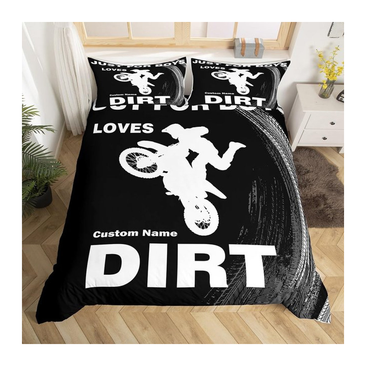 Dirtbike-Bettwäscheset Binchi Outdoor Product Motocross-Design in Schwarz, Größe: 260 x 220 cm - Bild 1