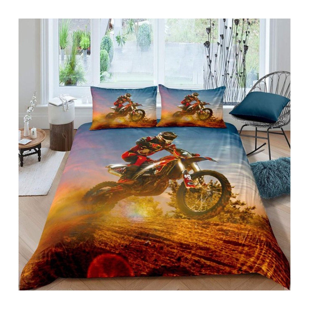 Dirtbike-Bettwäscheset Motocross-Fahrer von Binchi Outdoor Product, mehrfarbig, B/H: 200 x 230 cm - Bild 1