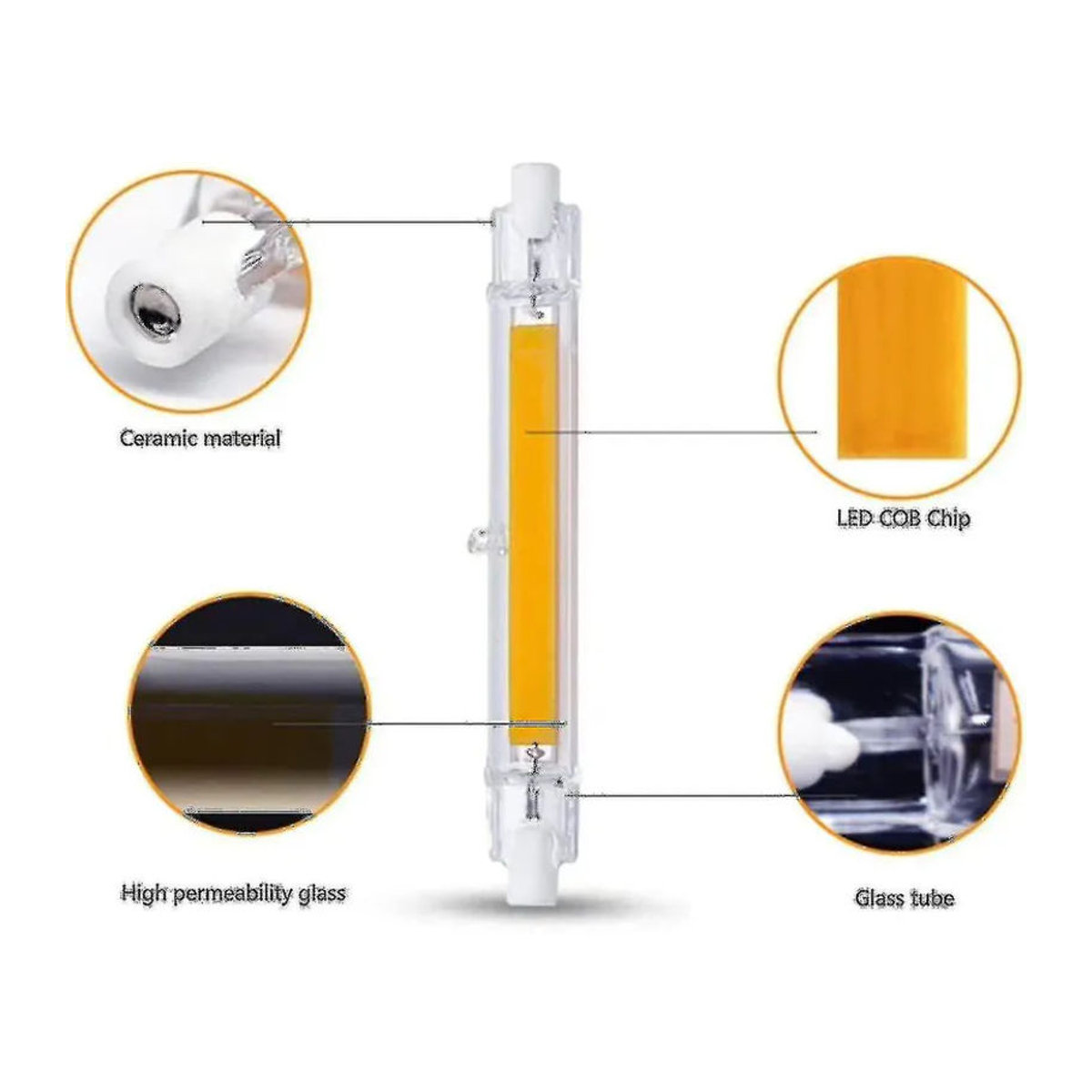 dis-tri-paca R7s LED-Birne 30W Warmweiß 3000K 3000lm Dimmbar 118mm als Ersatz für 300W Halogen J118 - Bild 3