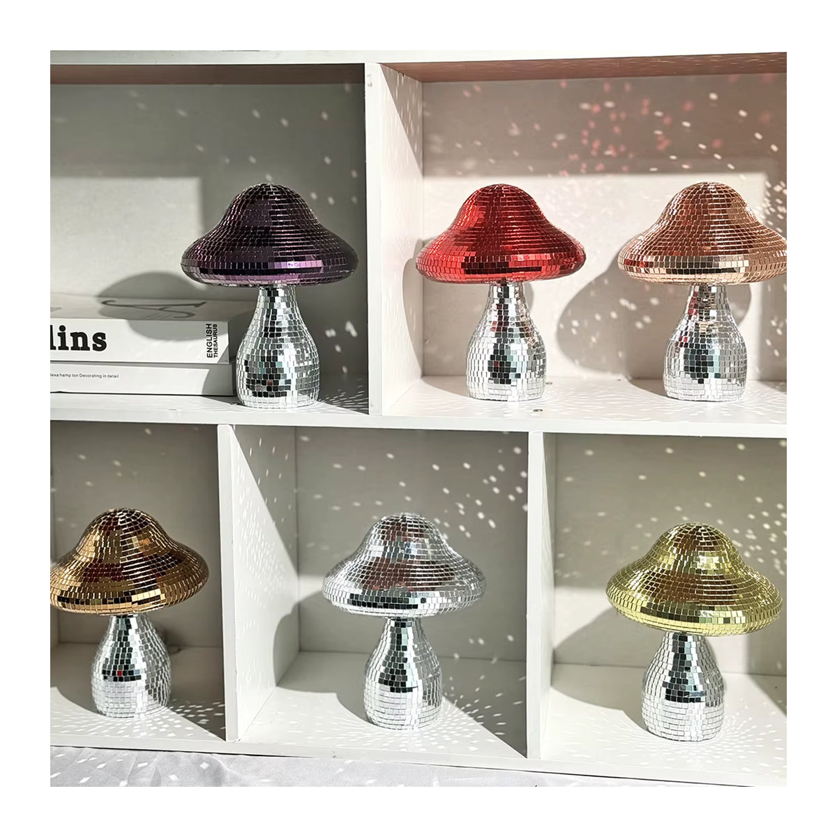 Disco-Pilz Mosaik-Glasornament in Gold und Mehrfarbig zur Lichtdekoration - Bild 2