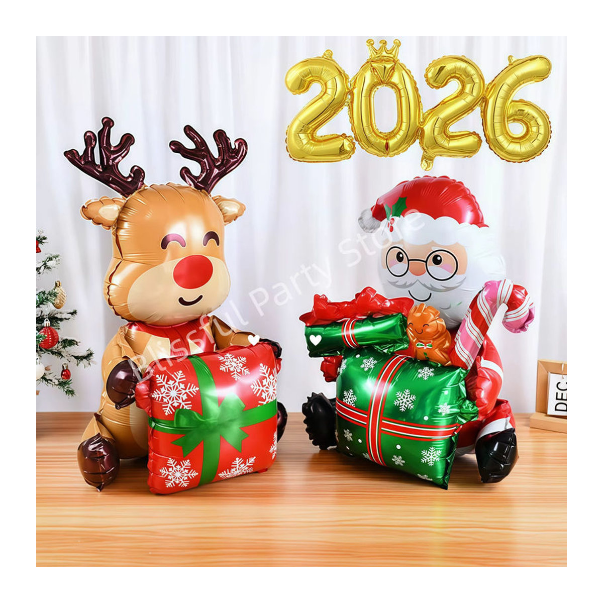 Disney 3D Weihnachtsmann Folienballon mit Zahlen 2026 als mehrfarbige Weihnachtsdekoration für deine Party - Bild 2
