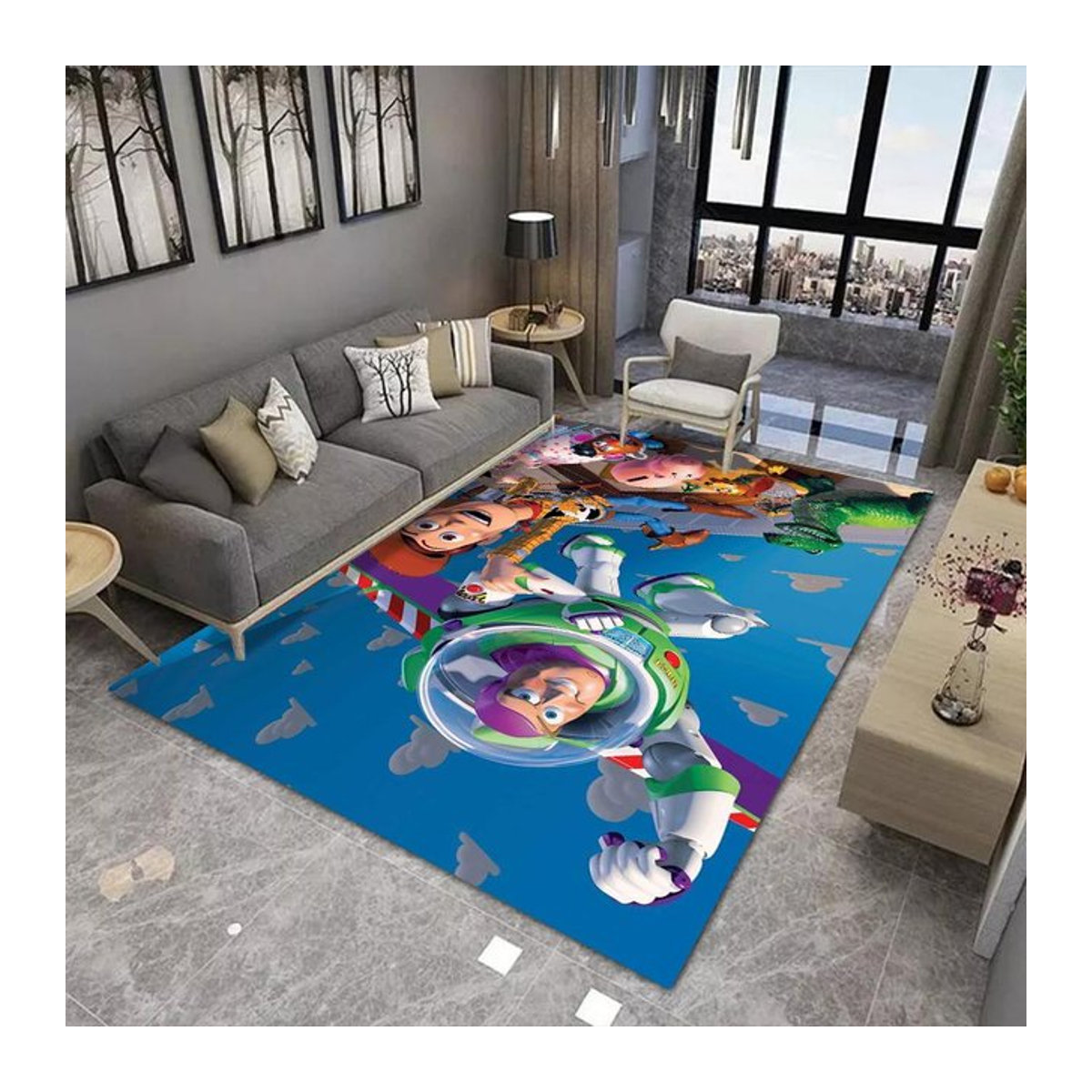 Disney Buzz Lightyear Teppich Artoon Blau Bodenmatte für Kinder Schlafzimmer und Wohnzimmer B/B: 50 x 80 cm - Bild 1
