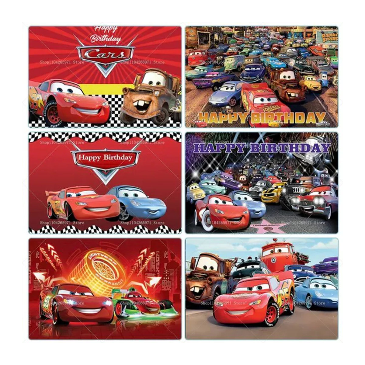 Disney Cars Cartoon-Hintergrundbanner mit Rennwagen-Motiv für Kindergeburtstage, mehrfarbig, rechteckig, B: 150 cm, H: 100 cm - Bild 1