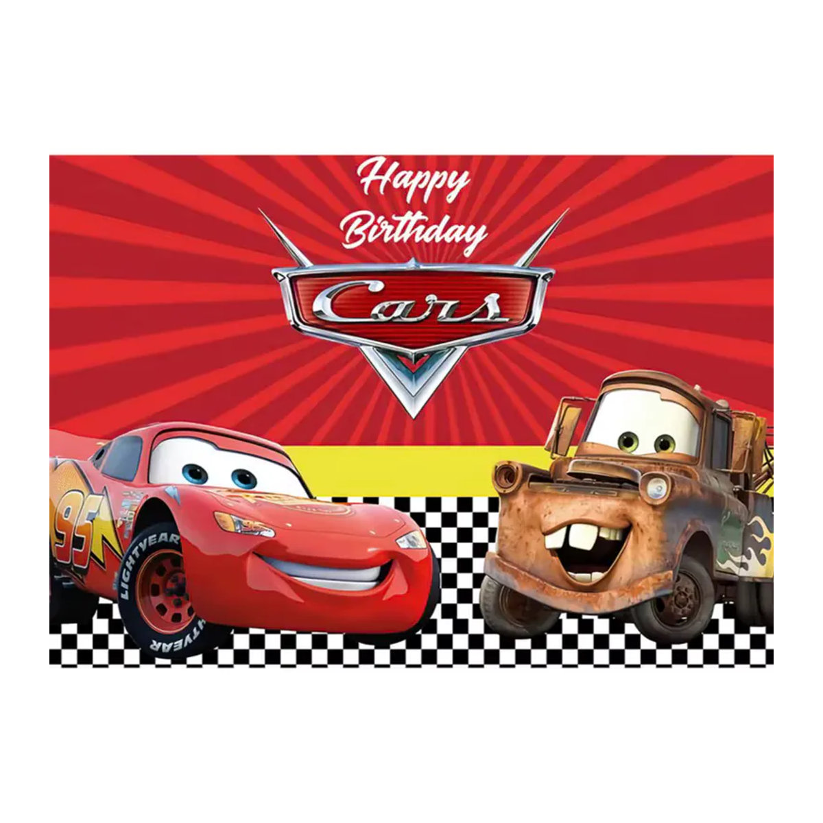 Disney Cars Cartoon-Hintergrundbanner mit Rennwagen-Motiv für Kindergeburtstage, mehrfarbig, rechteckig, B: 150 cm, H: 100 cm - Bild 4