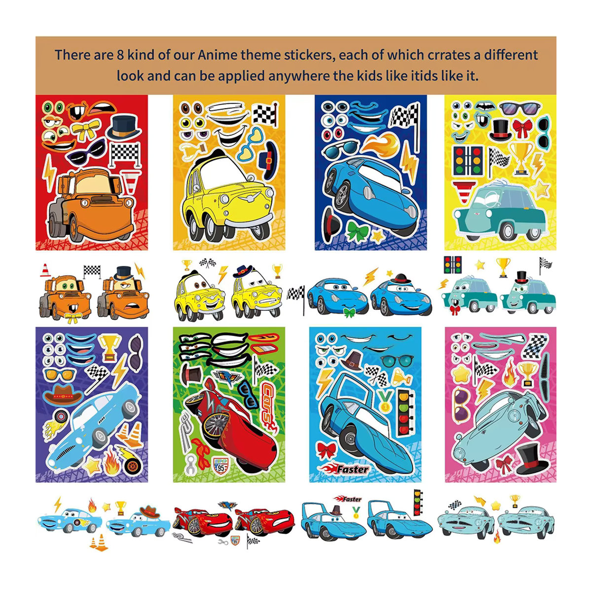 Disney Cars Lightning McQueen DIY Puzzle-Aufkleber für Kinder, mehrfarbig - Bild 2