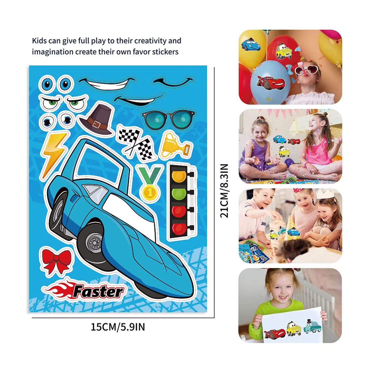 Disney Cars Lightning McQueen DIY Puzzle-Aufkleber für Kinder, mehrfarbig - Bild 3