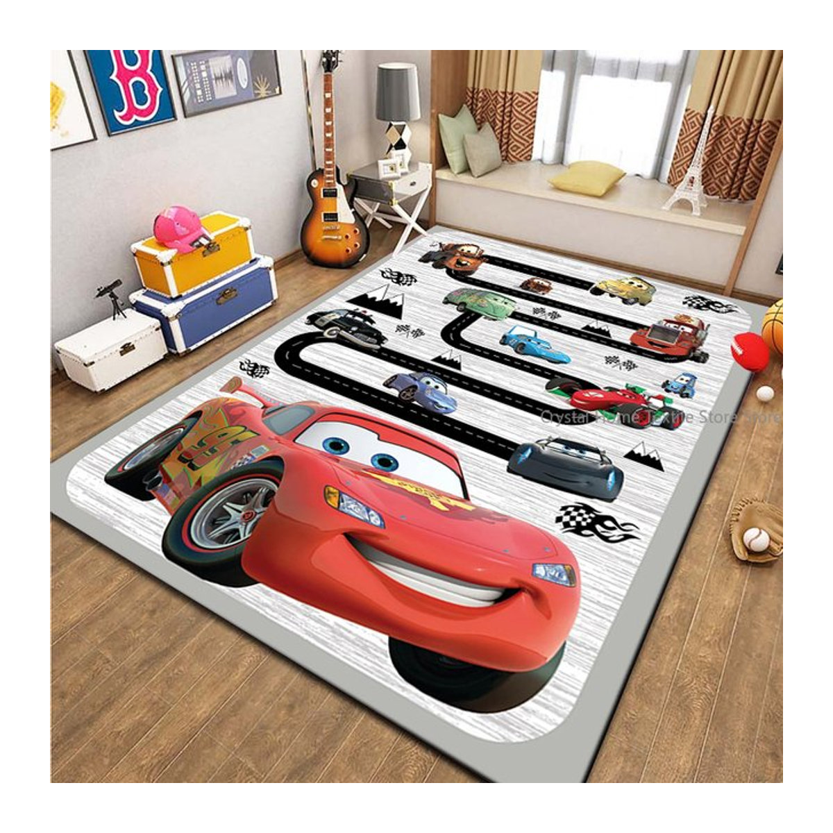 Disney Cars McQueen Autobahn-Teppich mehrfarbig als Spielteppich für das Kinderzimmer - Bild 1