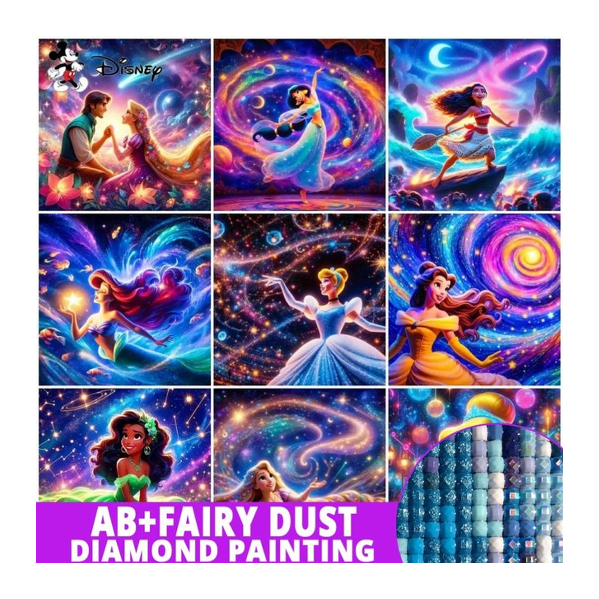 Disney Diamantmalerei Rapunzel DIY Mosaik Set für Kinder, rund, mehrfarbig - Bild 1