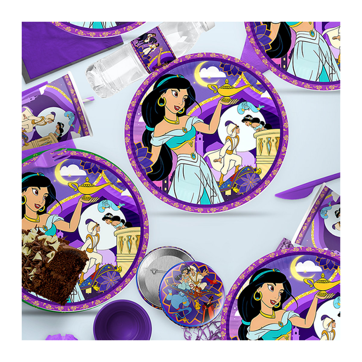 Disney Jasmine Princess Aladdin Partydekoration aus Papier, mehrfarbige runde Tischdeko und Aufkleber für Hochzeiten und Kinderpartys - Bild 1