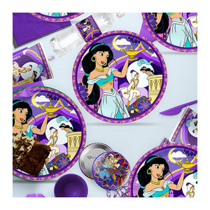 Disney Jasmine Princess Aladdin Partydekoration aus Papier, mehrfarbige runde Tischdeko und Aufkleber für Hochzeiten und Kinderpartys