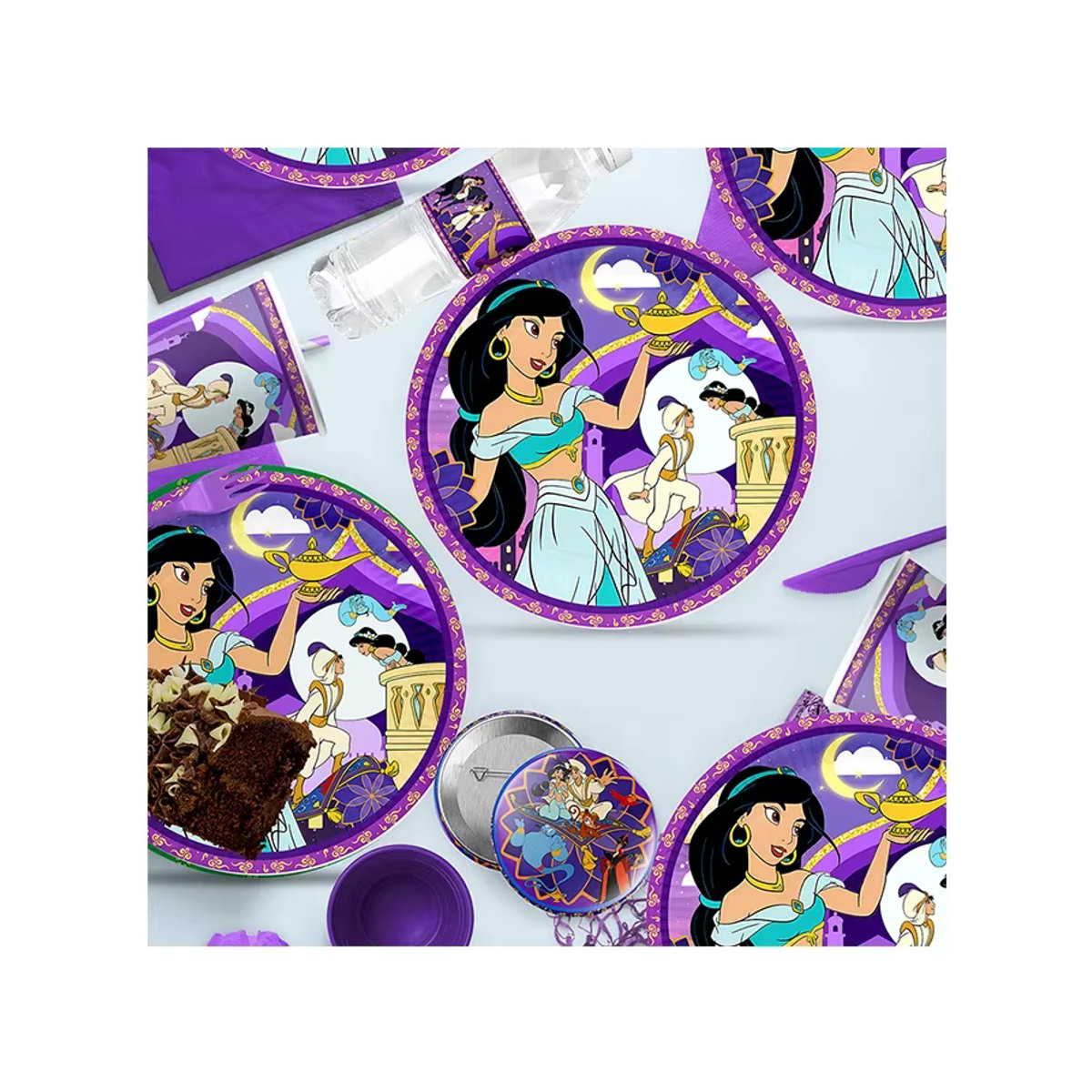 Disney Jasmine Princess Aladdin Partydekoration aus Papier, mehrfarbige runde Tischdeko und Aufkleber für Hochzeiten und Kinderpartys - Bild 3