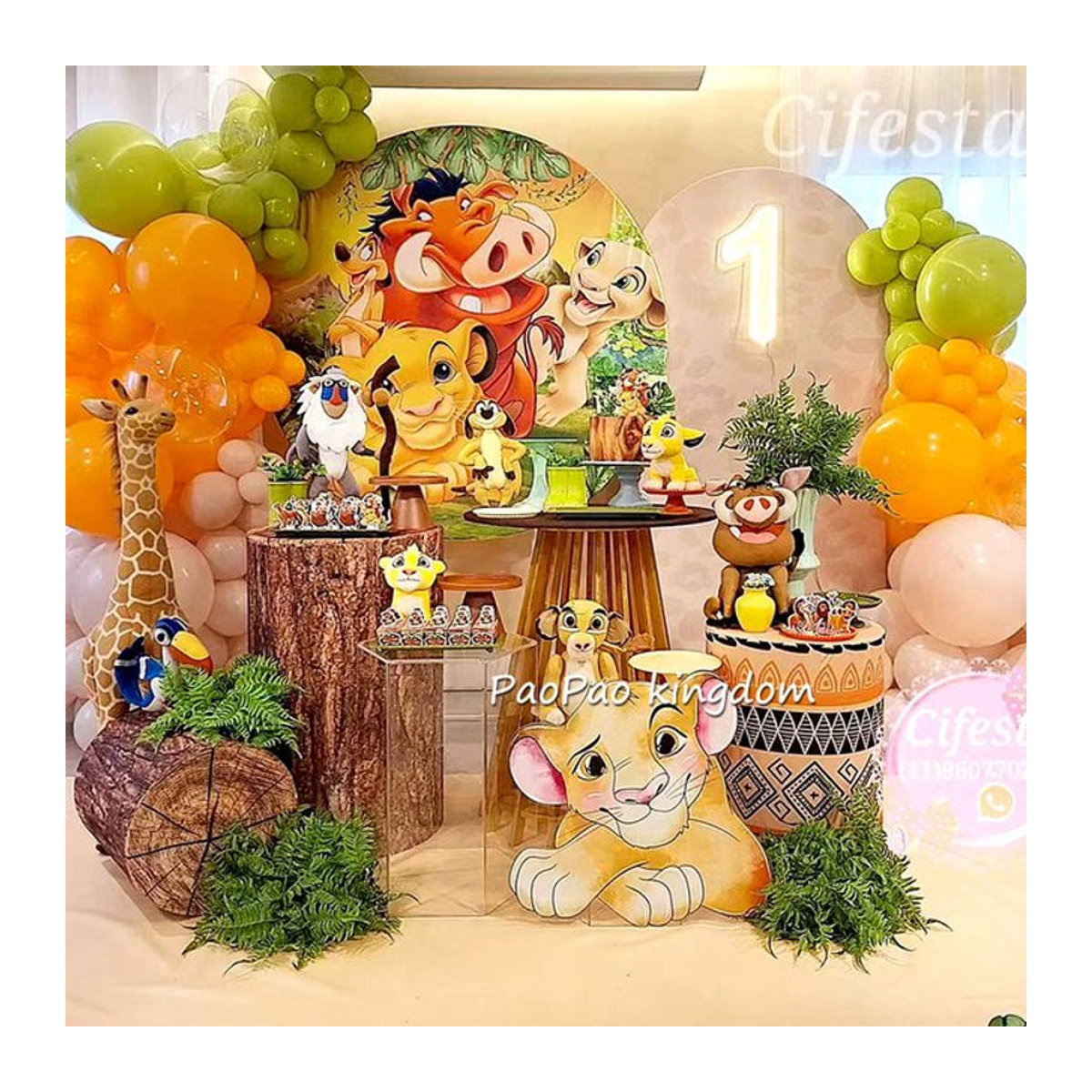 Disney König der Löwen Simba Party Dekoration Set mit Girlande und Ballonbogen für Kindergeburtstage in Mehrfarbig - Bild 1