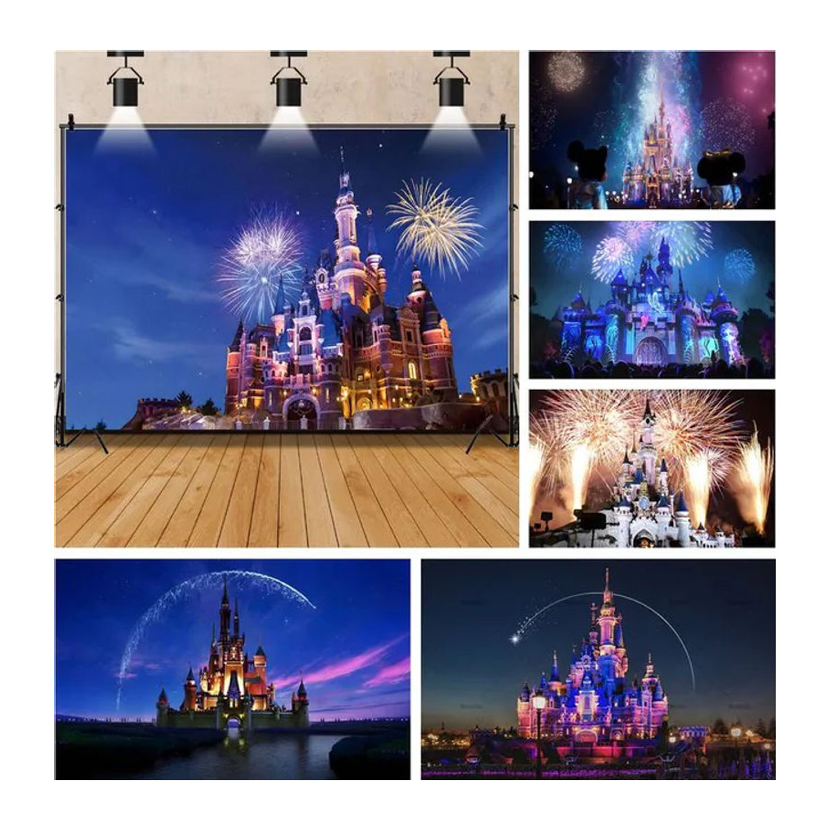Disney Land Castle Geburtstag Banner für Kinder und Mädchen als dekorativer Fotohintergrund in Mehrfarbig - Bild 1