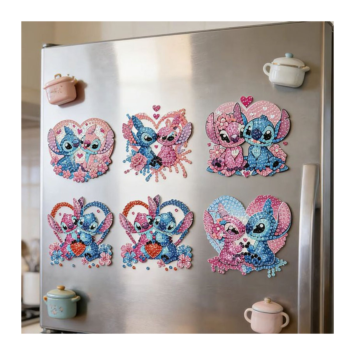 Disney Lilo & Stitch Angel Diamond Art Kühlschrankmagnet DIY Diamantmalerei in Mehrfarbig - Bild 1