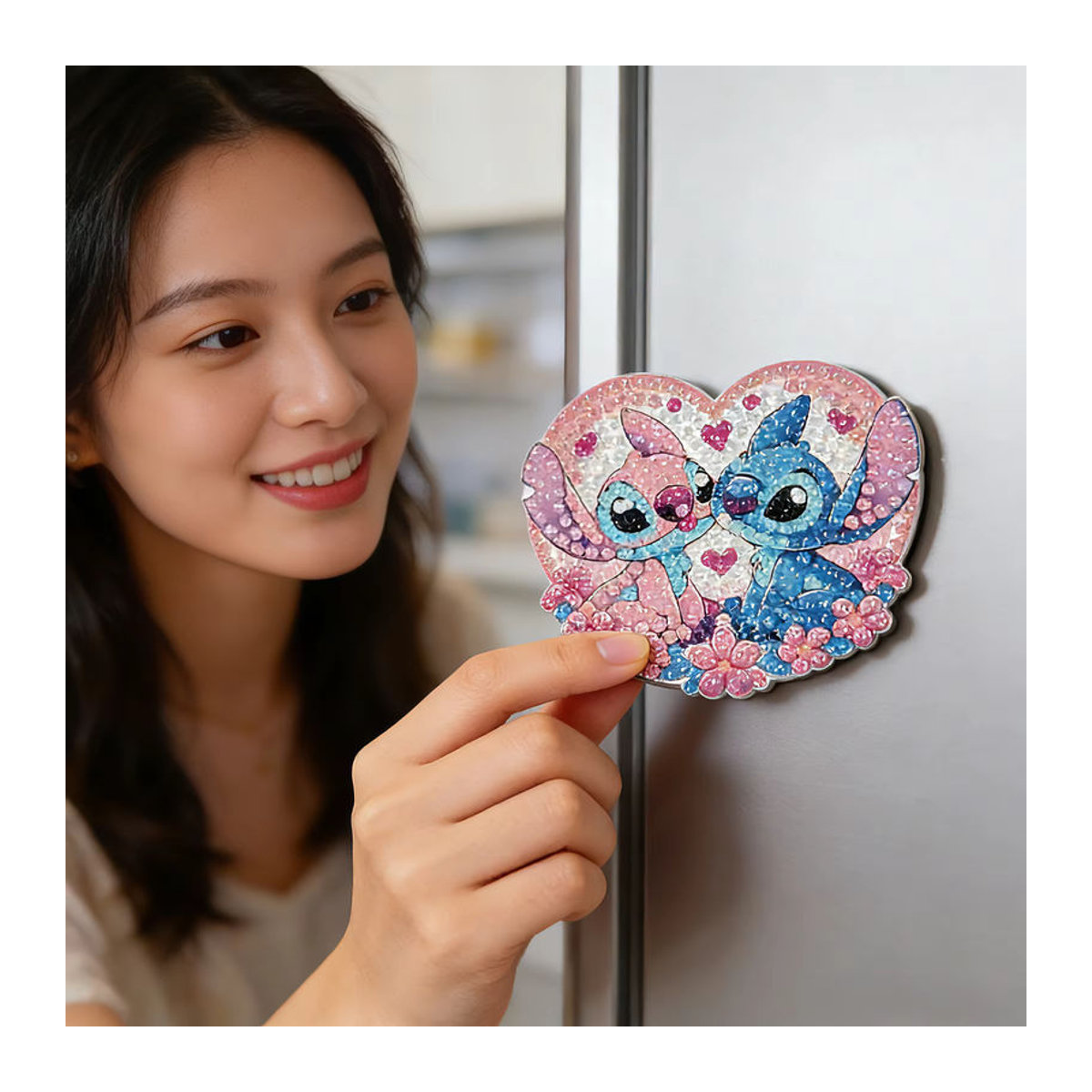 Disney Lilo & Stitch Angel Diamond Art Kühlschrankmagnet DIY Diamantmalerei in Mehrfarbig - Bild 3