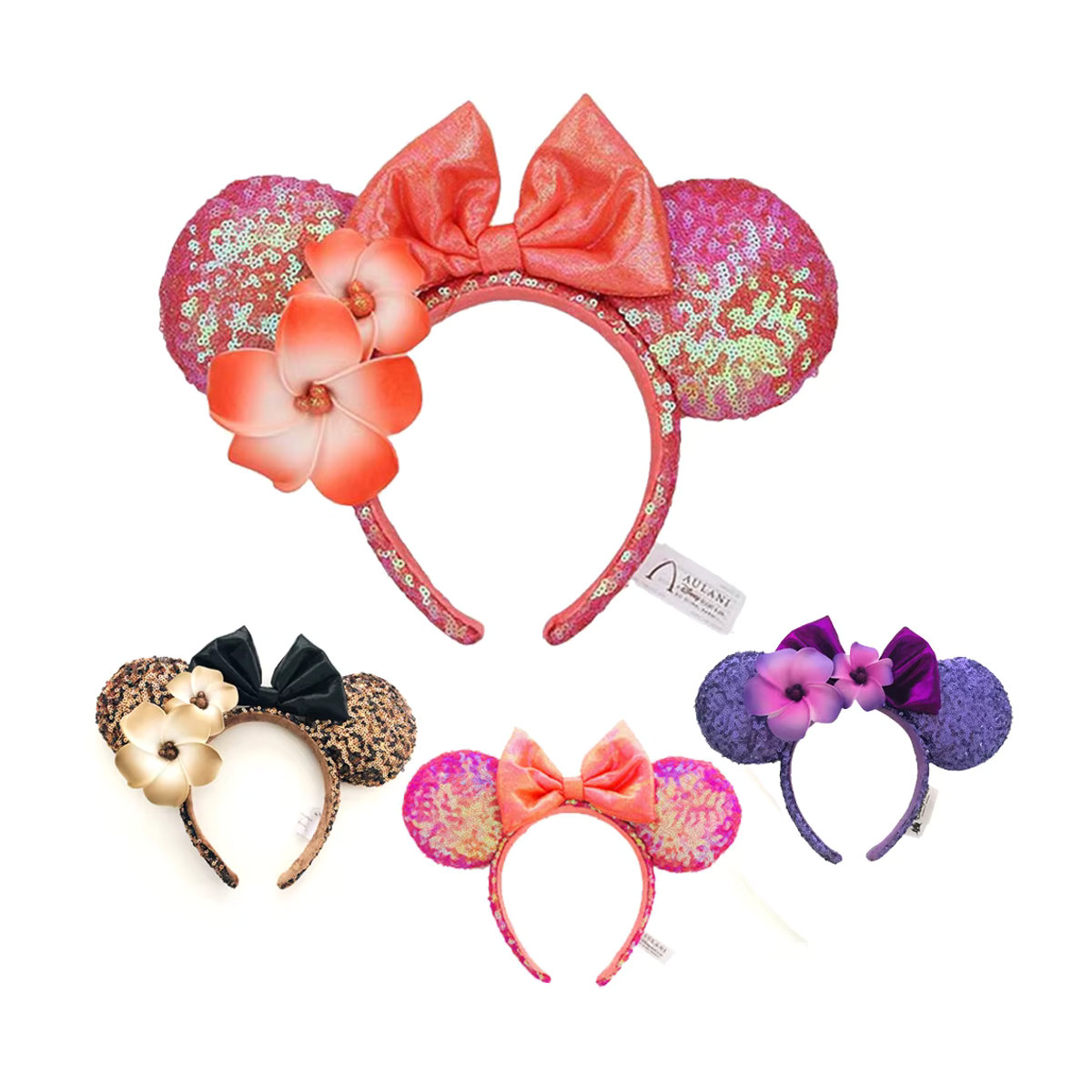 Disney Minnie Maus Stirnband mit Sonnenblumen Pailletten und Schleife in Lila für Erwachsene und Kinder - Bild 2