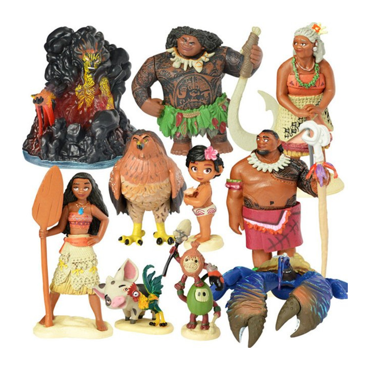 Disney Moana Prinzessin Figuren Set aus 10 Teilen, mehrfarbige Cartoon Charakter Sammelfiguren aus Kunststoff für Kinder - Bild 1