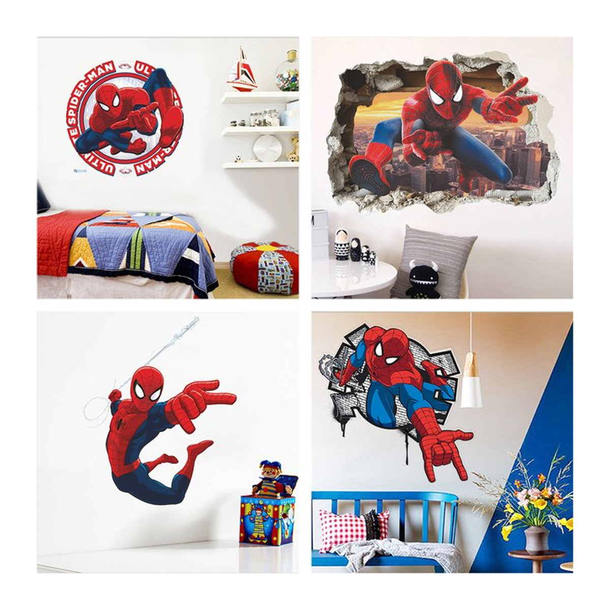 Disney Spiderman Wandaufkleber 3D Superhelden Wandbild für Kinderzimmer, mehrfarbig - Bild 1