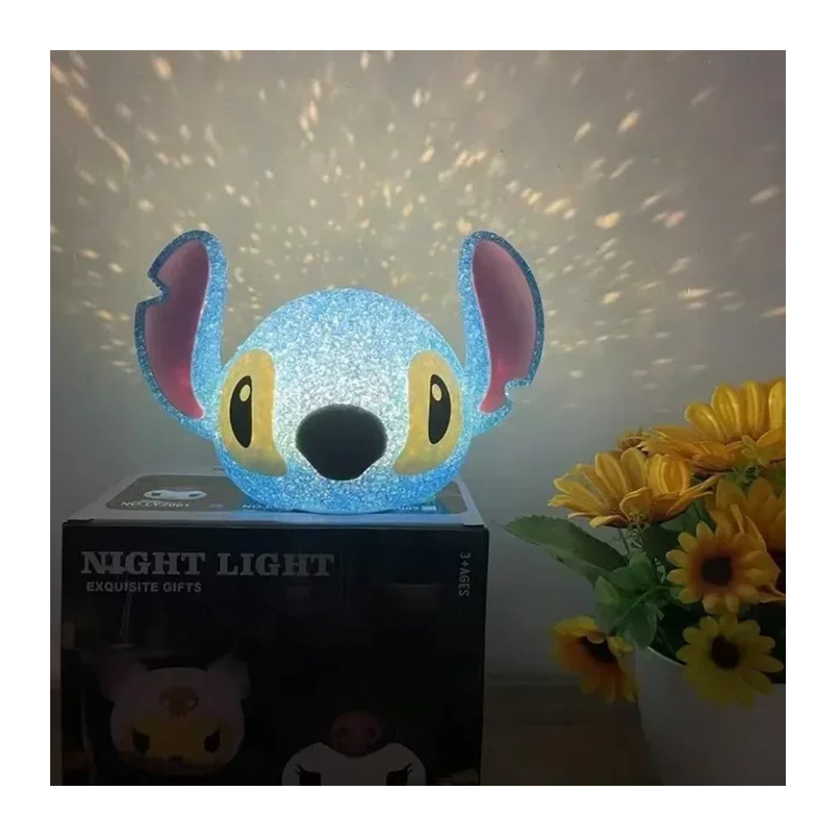 Disney Stitch Nachttischlampe mit Cartoon-Projektion in Blau - Bild 1