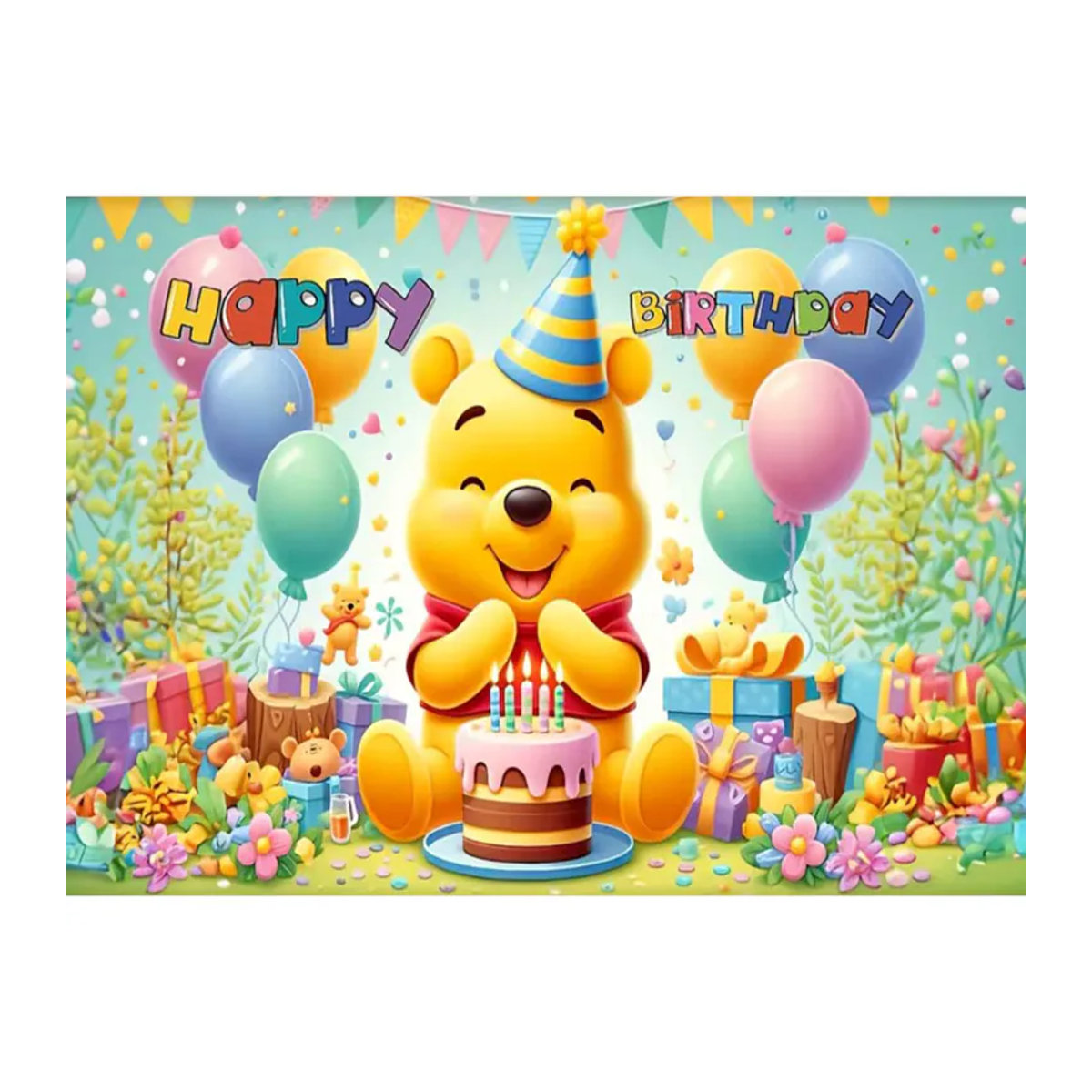 Disney Winnie The Pooh Fotohintergrund für Kindergeburtstage aus Vinyl, mehrfarbig, B/H: 150 x 150 cm - Bild 2