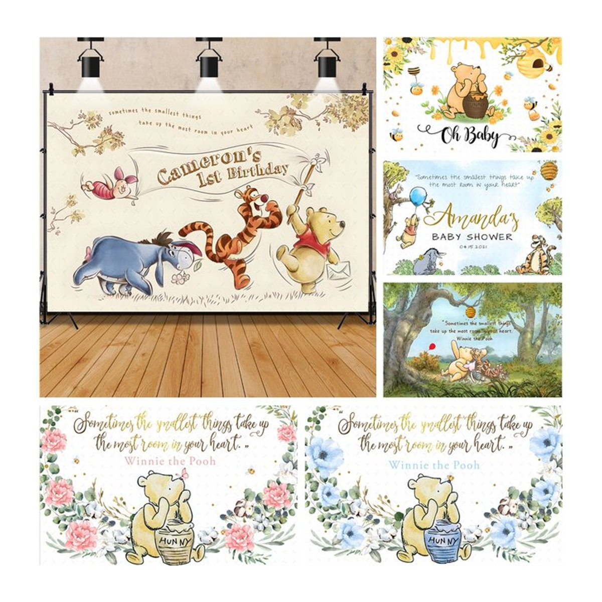 Disney Winnie the Pooh und Tigger Party Banner als personalisierter Fotohintergrund für Kindergeburtstage, mehrfarbig, rechteckig im Querformat - Bild 1