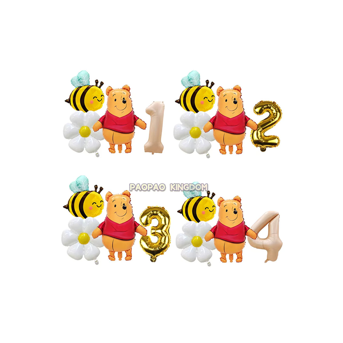 Disney Winnie The Pooh Zahlenballon-Set aus Folie in Gold und Mehrfarbig für Kindergeburtstage und Babypartys - Bild 3
