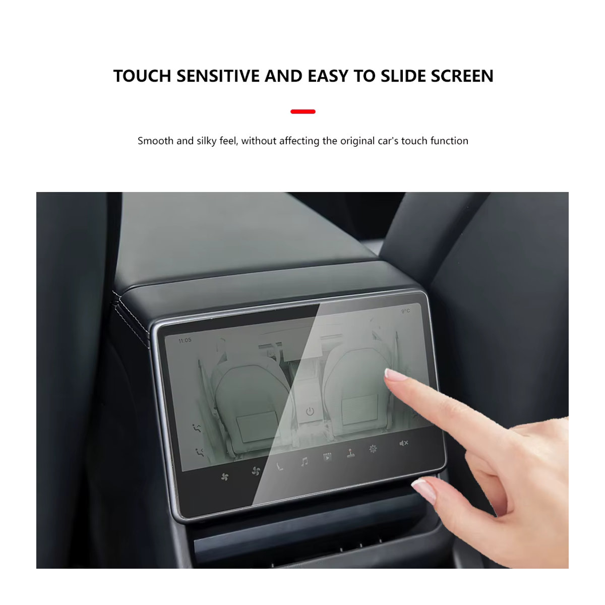 Displayschutzfolie aus gehärtetem Glas für Tesla Model Y Juniper 2025 und Model 3 Highland 2024 2025, Mittelsteuerung, transparent, HD-Qualität - Bild 4