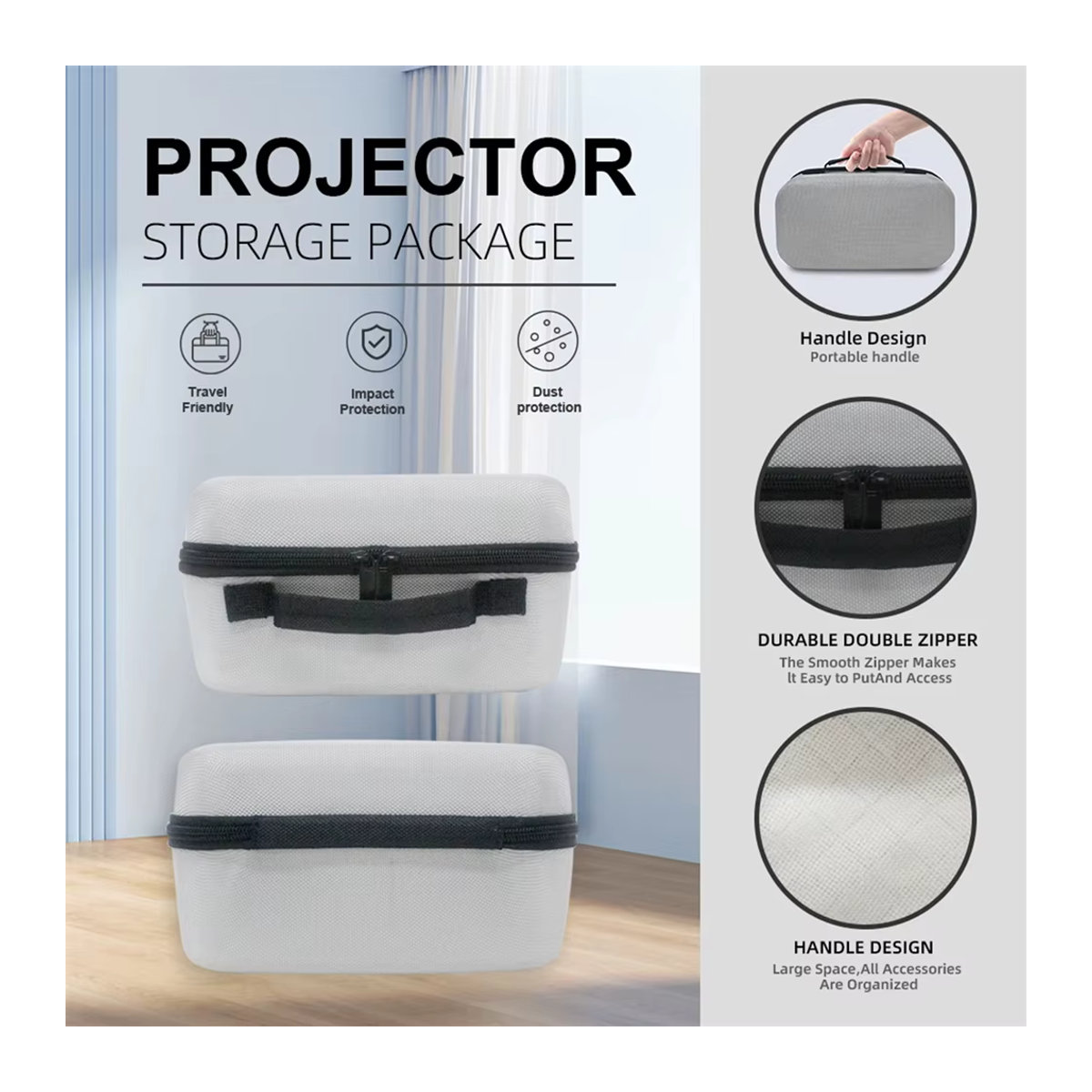 DITONG Aufbewahrungskoffer und Reise-Projektortasche für Magcubic HY300 und HY300Pro in Grau - Bild 5