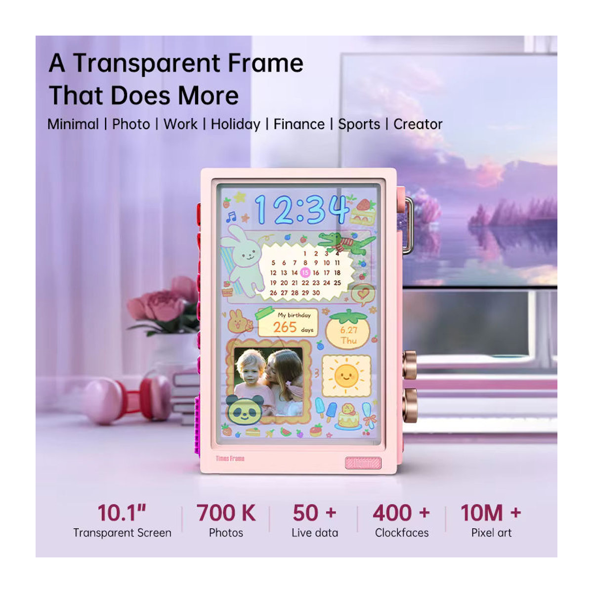Divoom Times Frame 10,1 Zoll Smart HD Pixel Display WiFi Gaming-Bildschirm mit DIY-Uhr und Wetterkalender in Schwarz oder Rosa - Bild 3