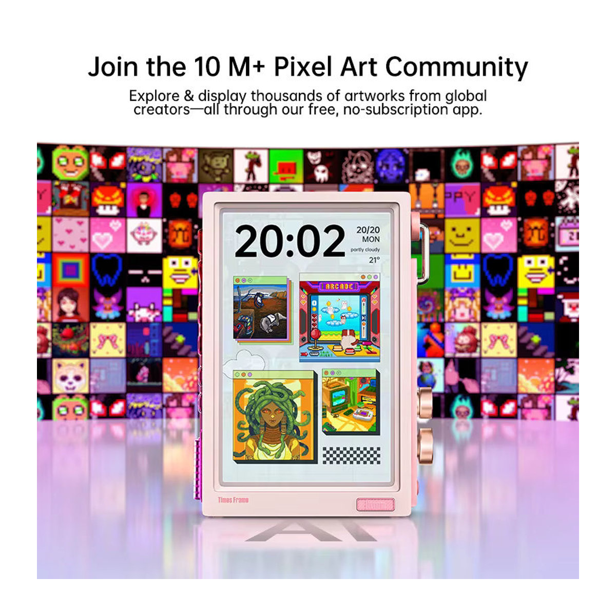 Divoom Times Frame 10,1 Zoll Smart HD Pixel Display WiFi Gaming-Bildschirm mit DIY-Uhr und Wetterkalender in Schwarz oder Rosa - Bild 5