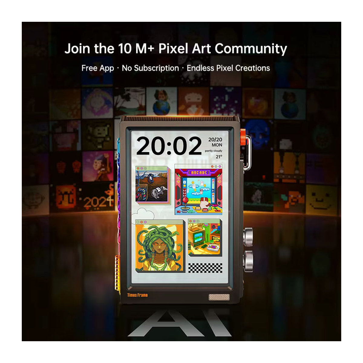 Divoom Times Frame Smart HD-Bildschirm 10,1 Zoll DIY Digitaluhr in Schwarz mit Krypto-Aktien-Wetterkalender - Bild 4