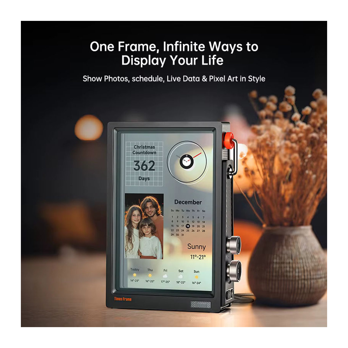 Divoom Times Frame Smart HD-Bildschirm 10,1 Zoll DIY Digitaluhr in Schwarz mit Krypto-Aktien-Wetterkalender - Bild 5