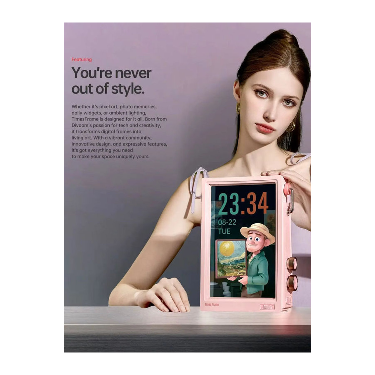 Divoom Times Frame Smart HD-Bildschirm 10,1 Zoll DIY Digitaluhr in Schwarz mit Krypto-Aktien-Wetterkalender - Bild 7