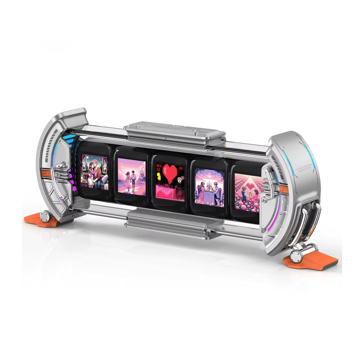 Divoom Times Gate Cyberpunk Gaming Digitaluhr mit RGB-LED-Display und App-Steuerung in Silber und Rosa - Bild 7