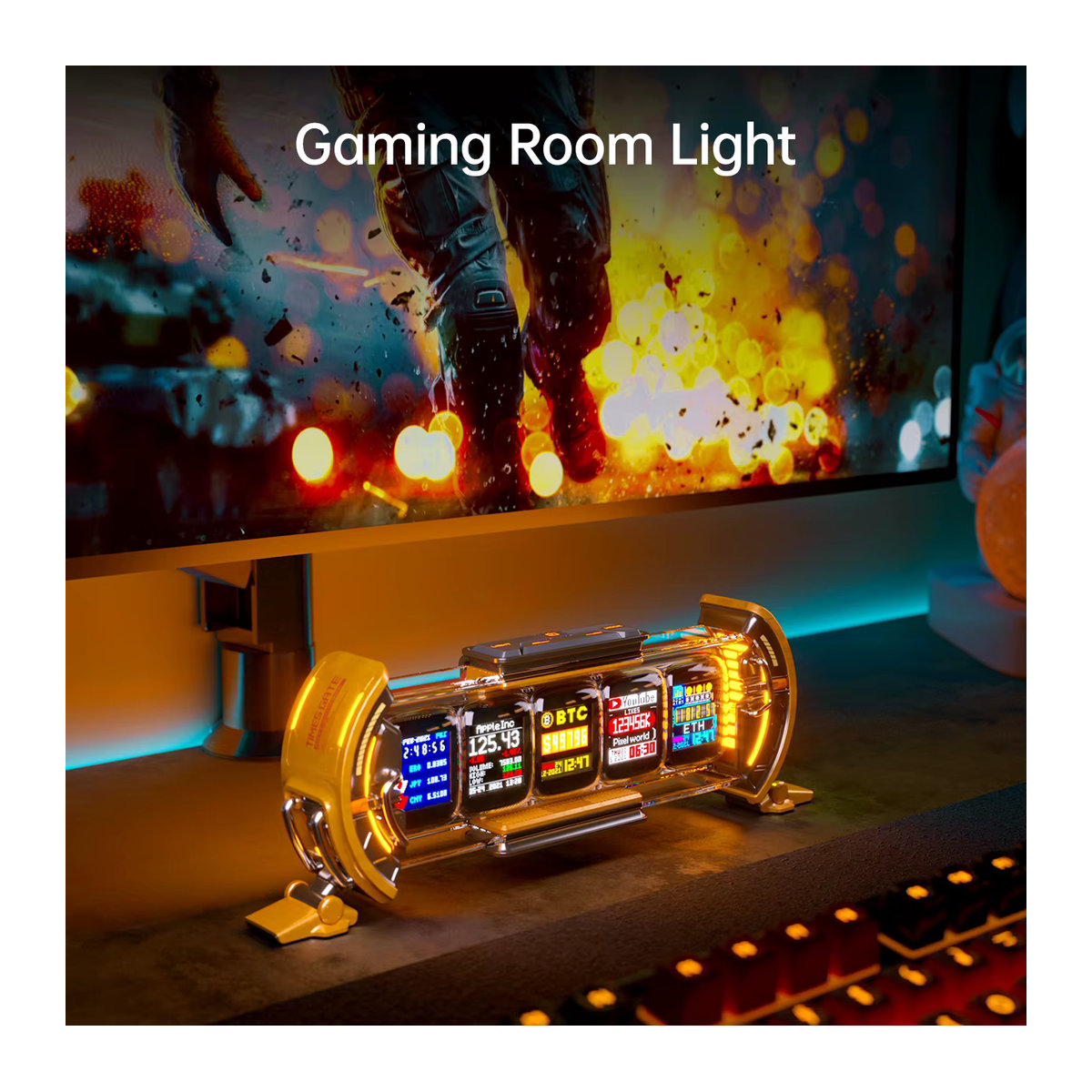 Divoom Times Gate Digitaluhr mit RGB-LED-Display und App-Steuerung, Cyberpunk Gaming-Deko in Gelb und Mehrfarbig - Bild 3