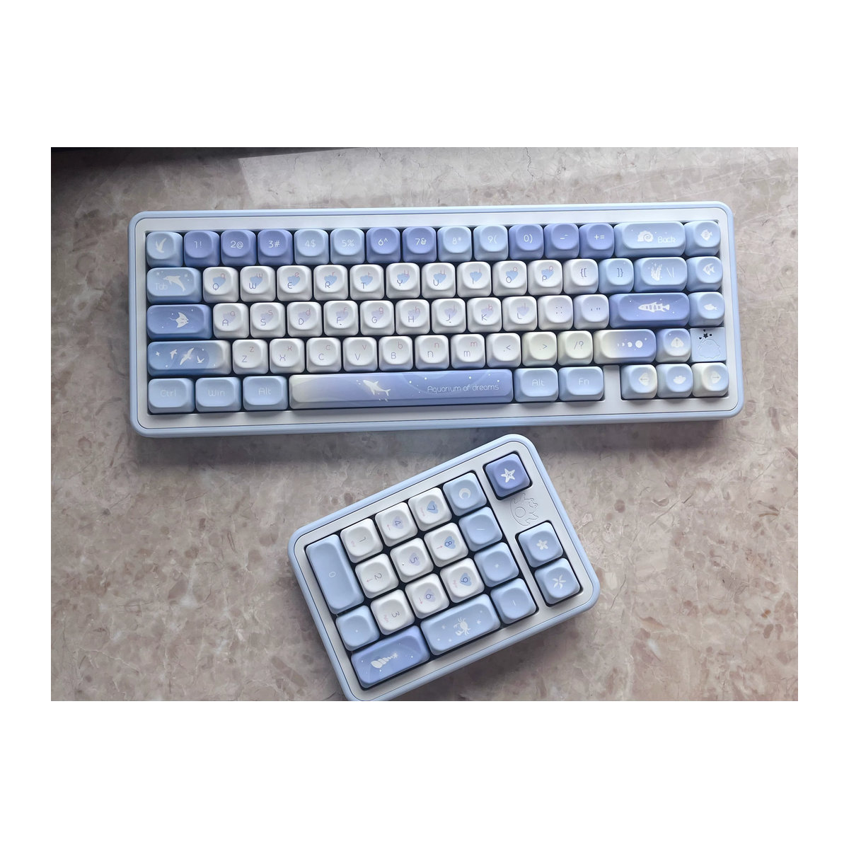 DIXSG Blue Dream PBT-Tastenkappen im MOA-Profil mit 130 Tasten für mechanische Gaming-Tastaturen, Farbe: Blau - Bild 6