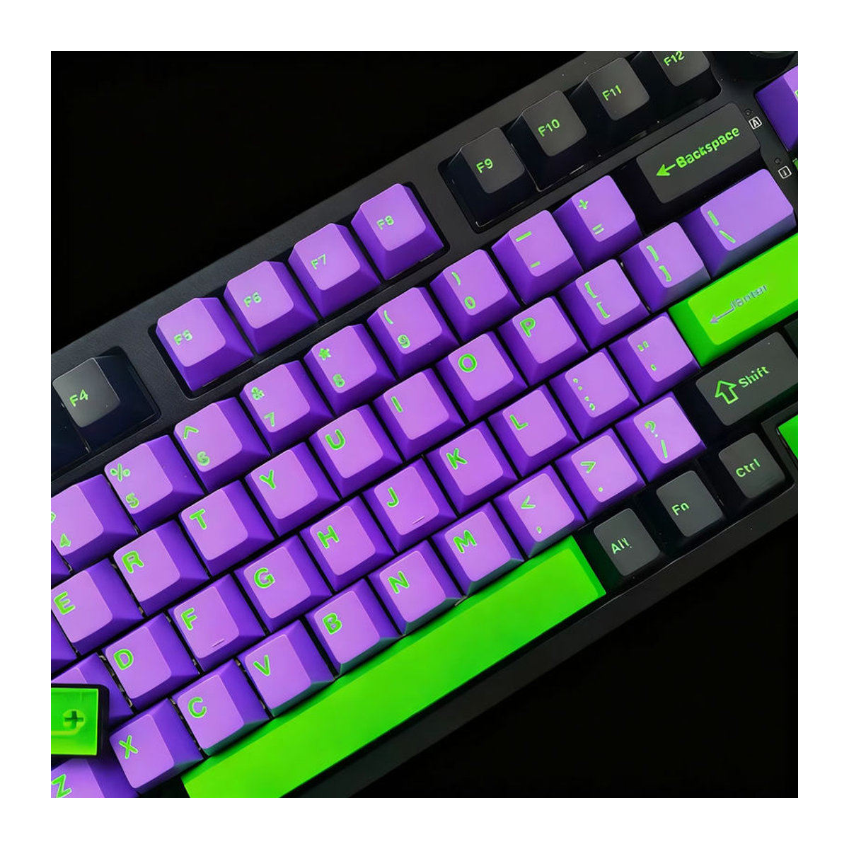 DIXSG Tastenkappen für mechanische Cherry MX Switches, 126 Tasten, Double Shot PBT, Kirschprofil, Minimalistischer Stil, Lila/Schwarz - Bild 1
