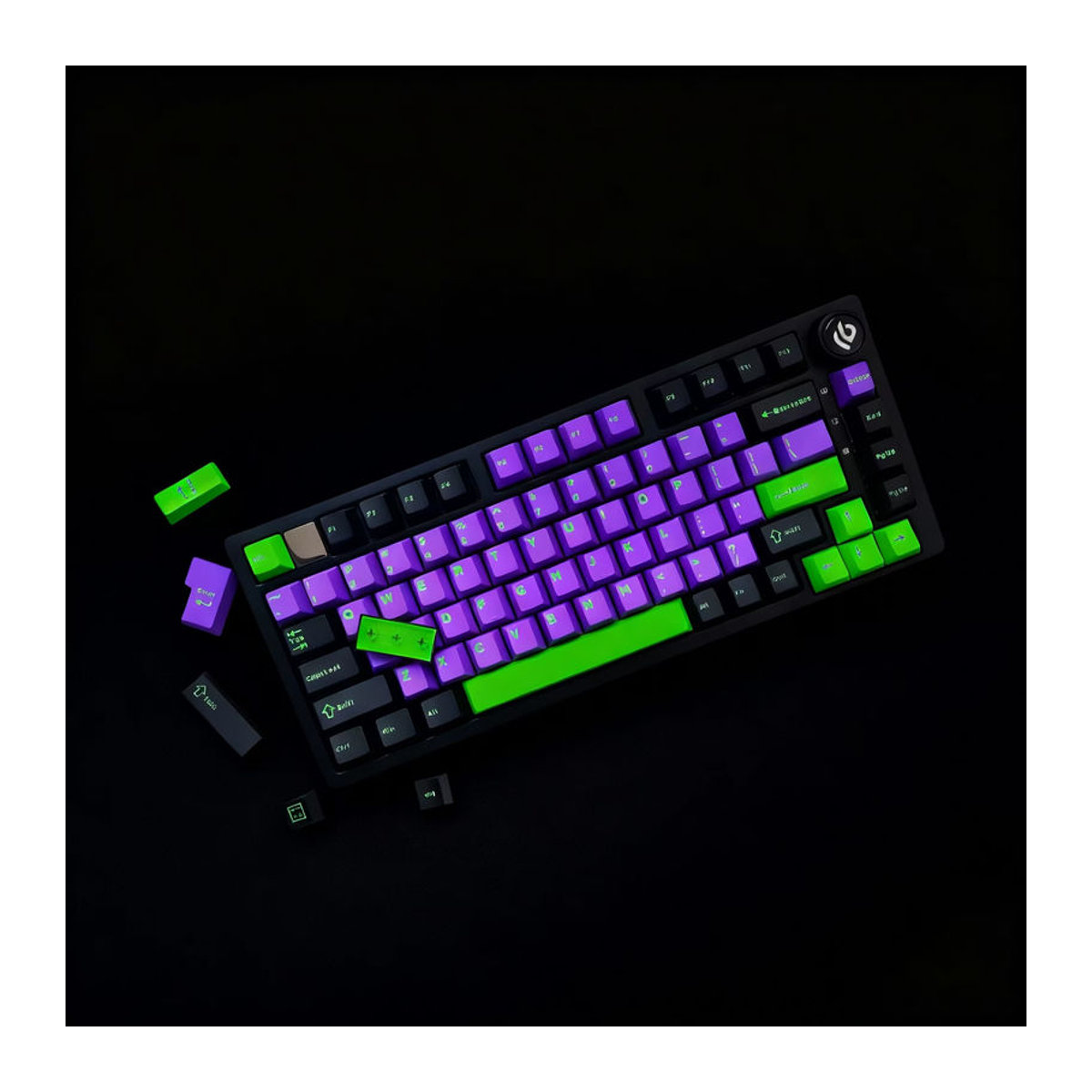 DIXSG Tastenkappen für mechanische Cherry MX Switches, 126 Tasten, Double Shot PBT, Kirschprofil, Minimalistischer Stil, Lila/Schwarz - Bild 3