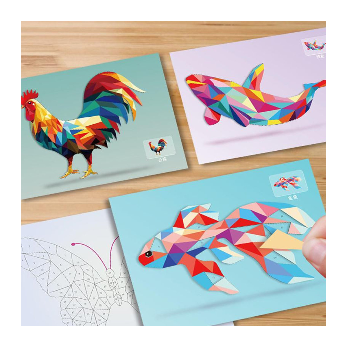 DIY 3D Tier-Puzzle Aufkleber Set mit geometrischen Formen für Kinder, mehrfarbig, selbstklebend - Bild 2
