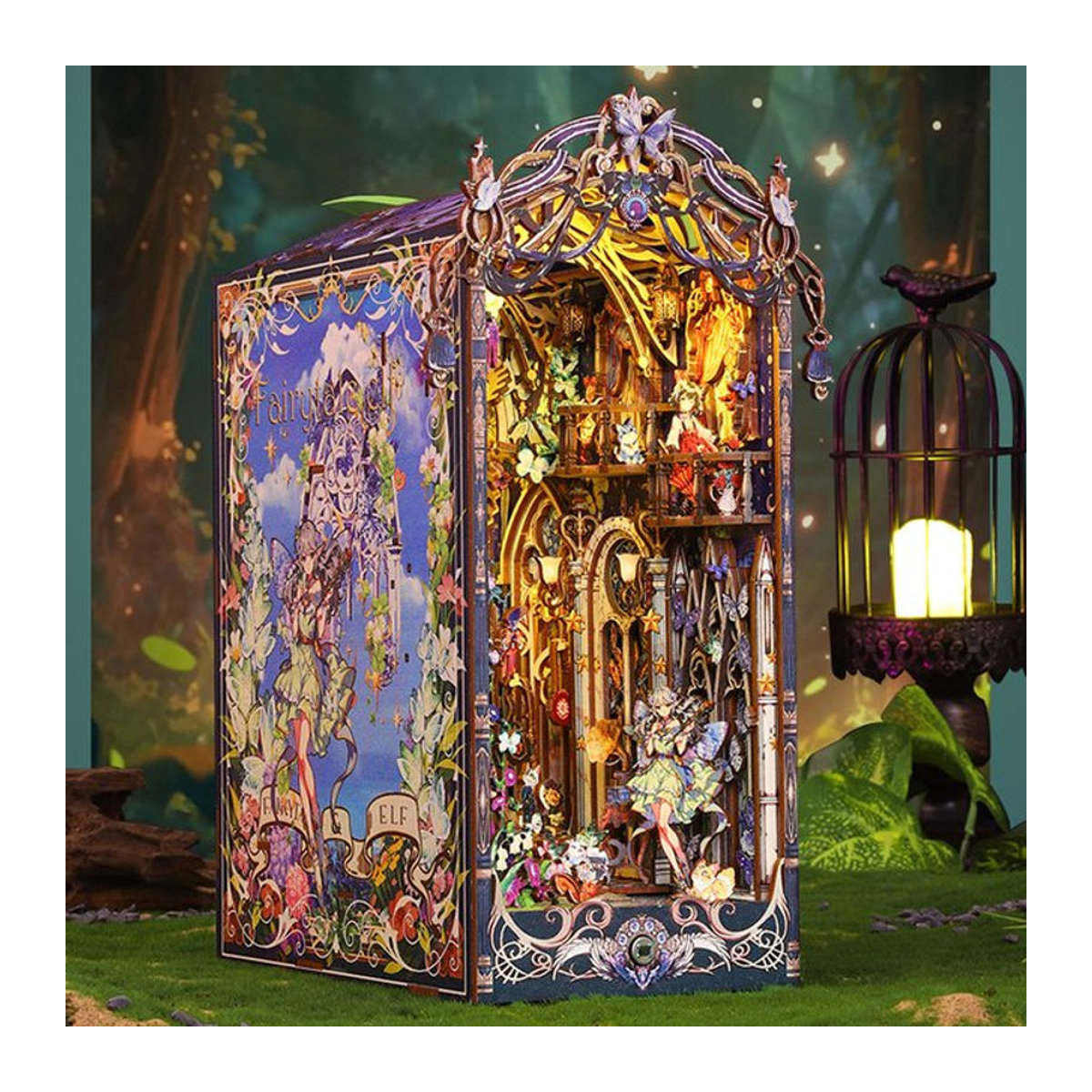 DIY Buch Nook Kit von zuuton – 3D Holz Bausatz als dekorative Buchstütze und Puppenhaus für dein Regal, mehrfarbig - Bild 1