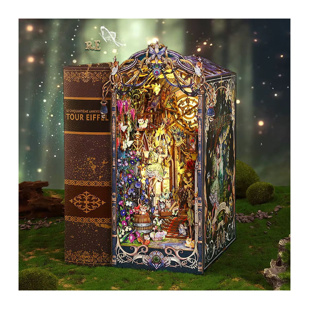 DIY Buch Nook Kit von zuuton – 3D Holz Bausatz als dekorative Buchstütze und Puppenhaus für dein Regal, mehrfarbig - Bild 2
