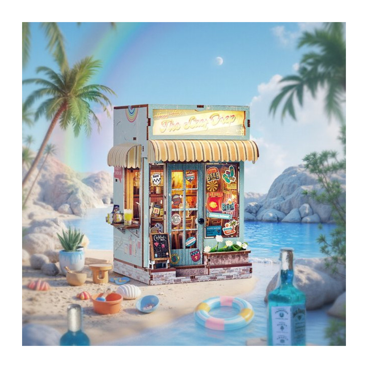 DIY Buch Nook Kit zuuton Miniatur Holz Puppenhaus mit Lichtern als 3D Puzzle Bücherregal Einsatz in Mehrfarbig - Bild 1