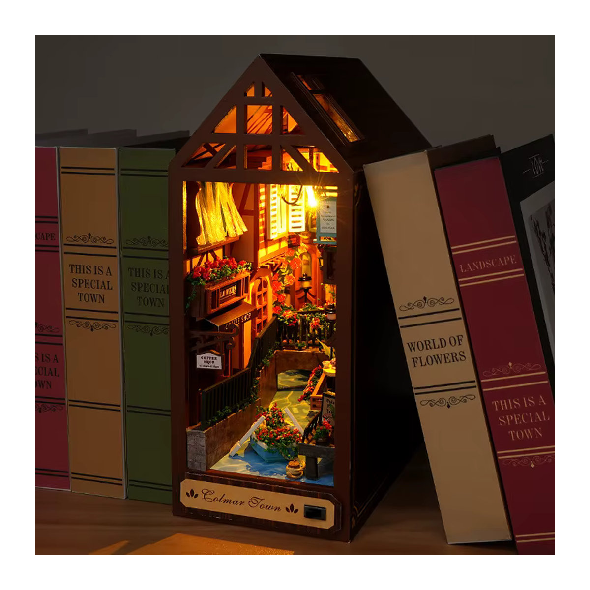 DIY Buch Nook Kit zuuton Modell Gebäude aus Holz als Regal Einsatz und Buchstütze für Erwachsene, mehrfarbig - Bild 2