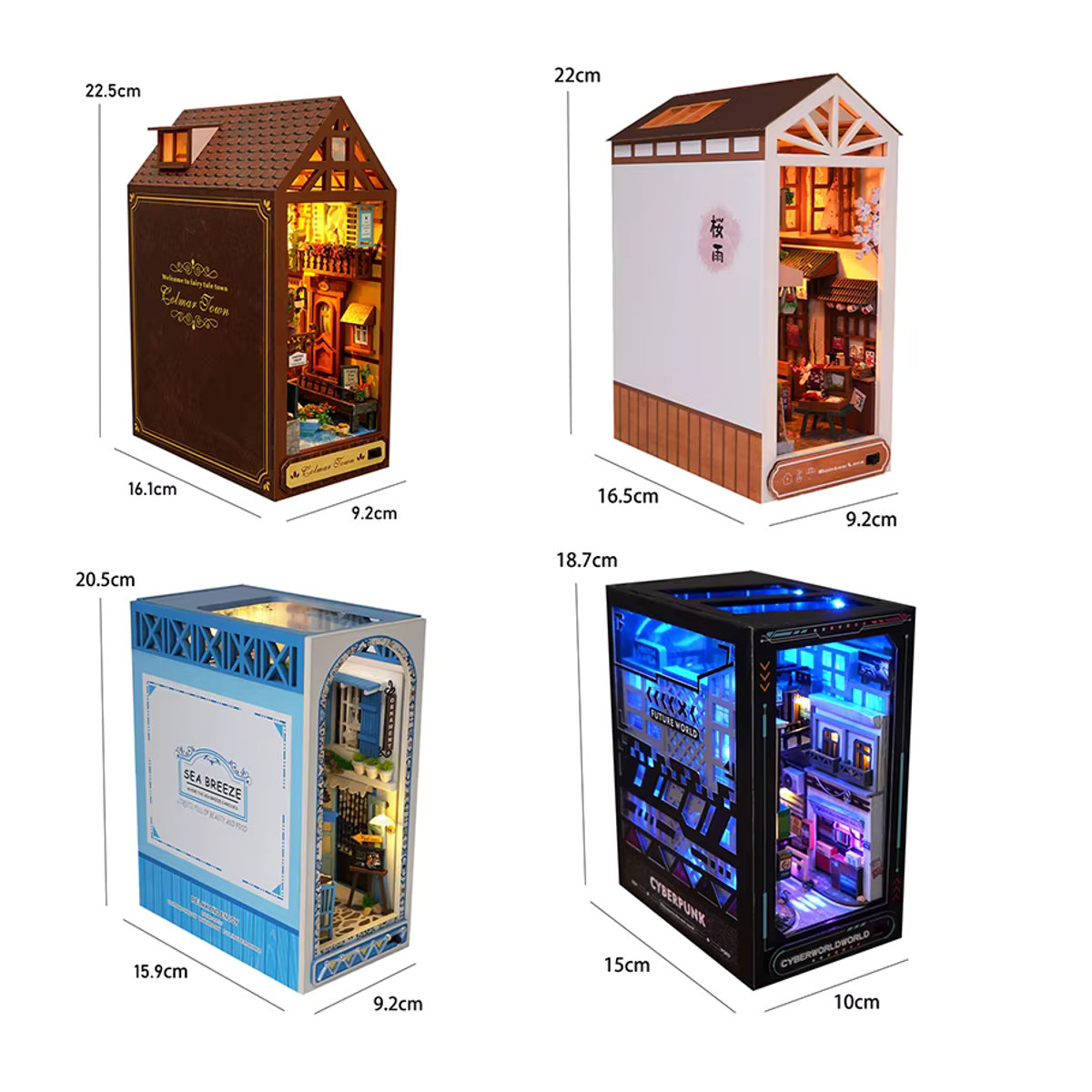 DIY Buch Nook Kit zuuton Modell Gebäude aus Holz als Regal Einsatz und Buchstütze für Erwachsene, mehrfarbig - Bild 4